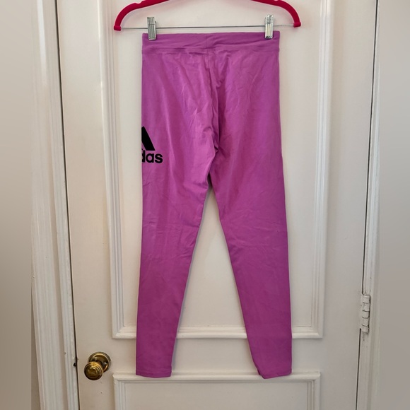 EUC Adidas Girls Pink Logo Cotton Leggings - Picture 4 of 7